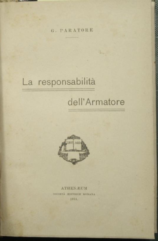 responsabilità dell'Armatore - copertina