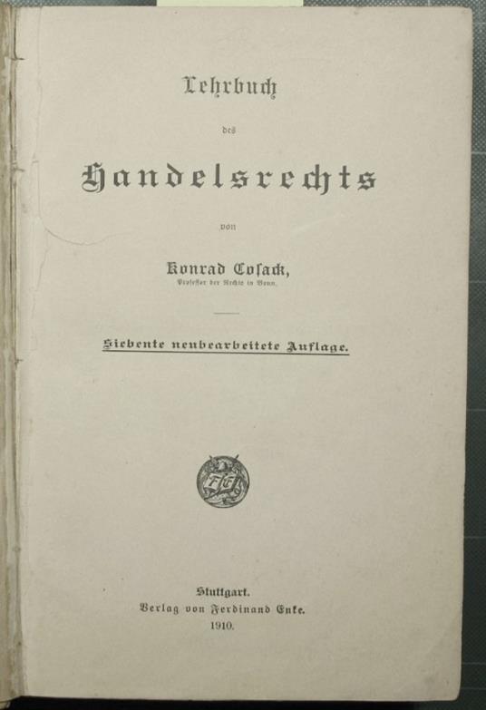 Lehrbuch des handelsrechts - copertina