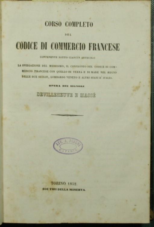 Corso completo del Codice di commercio francese - copertina