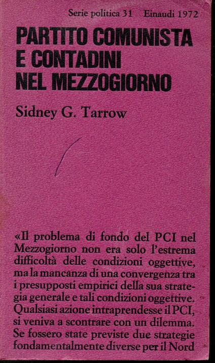 Partito comunista e contadini nel mezzogiorno - Sidney G. Tarrow - copertina