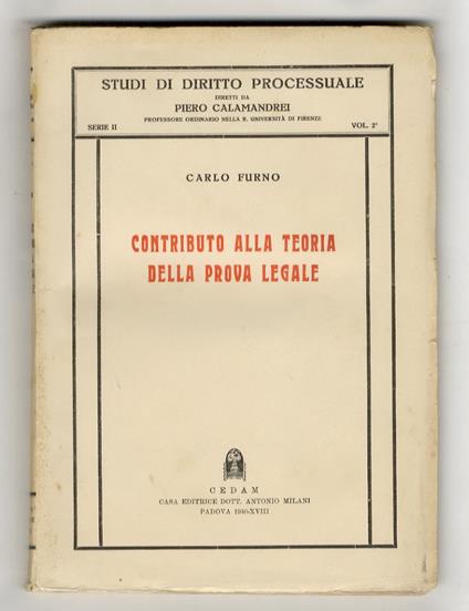 Contributo alla teoria della prova legale - Carlo Furno - copertina