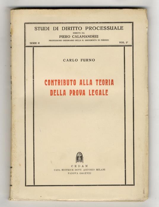 Contributo alla teoria della prova legale - Carlo Furno - copertina