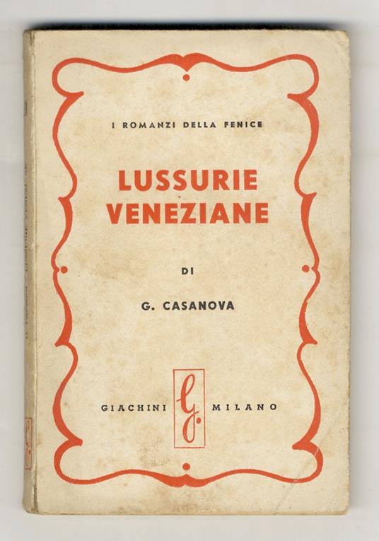 Lussurie veneziane - Giacomo Casanova - copertina