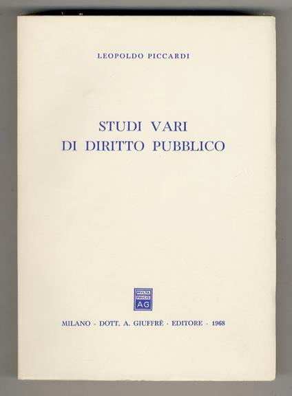 Studi vari di diritto pubblico - copertina