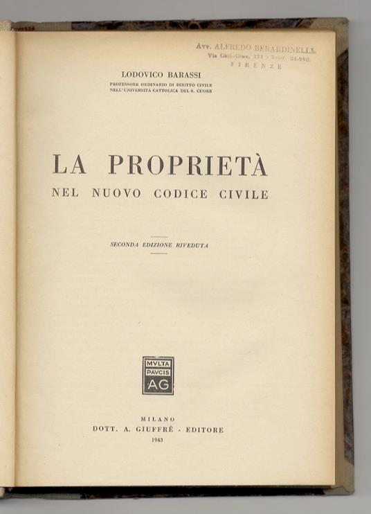 proprietà nel nuovo Codice Civile - Lodovico Barassi - copertina