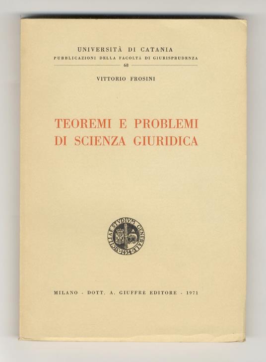 Teoremi e problemi di scienza giuridica - Vittorio Frosini - copertina