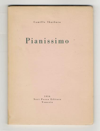 Pianissimo - Camillo Sbarbaro - copertina