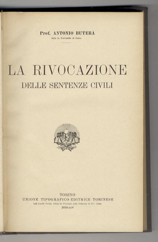 rivocazione delle sentenze civili - Antonio Sutera - copertina