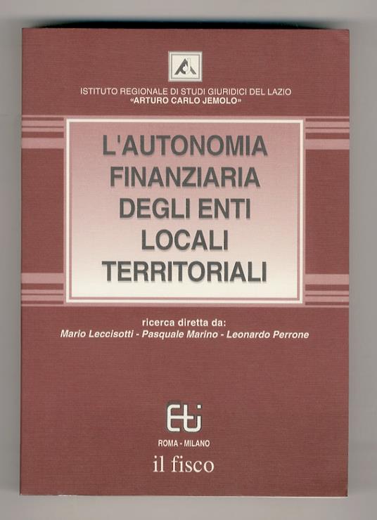 L' autonomia finanziaria degli enti locali territoriali - copertina