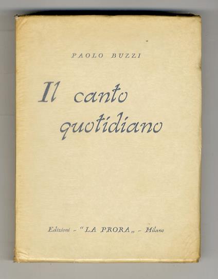 Il canto quotidiano - Paolo Buzzi - copertina