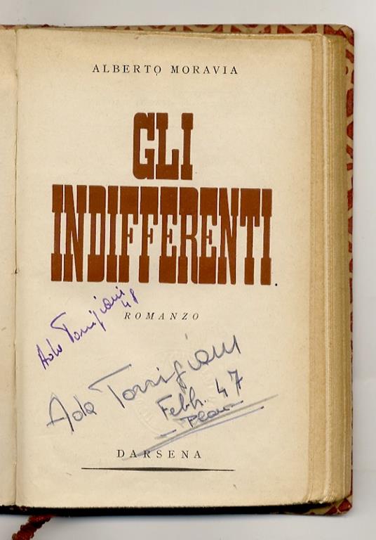 Gli indifferenti. Romanzo - Alberto Moravia - copertina