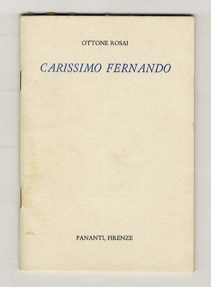 Carissimo Fernando - Ottone Rosai - copertina