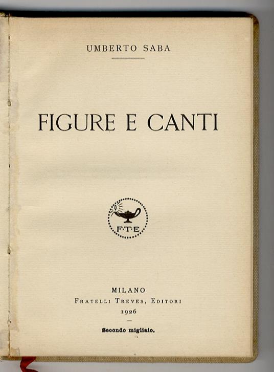 Figure e canti - Umberto Saba - copertina