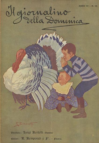 Giornalino (Il) della Domenica, Direttore Luigi Bertelli (Vamba). Anno III, n. 15. Firenze, 12 aprile 1908 - copertina