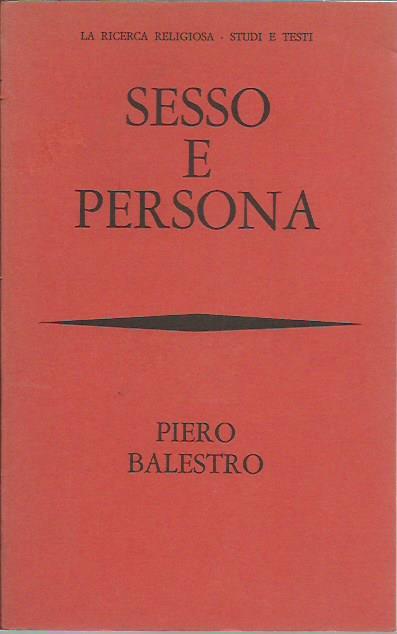 Sesso e persona - Piero Balestro - copertina