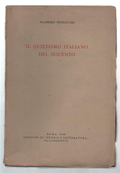 Il Quietismo Italiano Del Seicento - Massimo Petrocchi - copertina