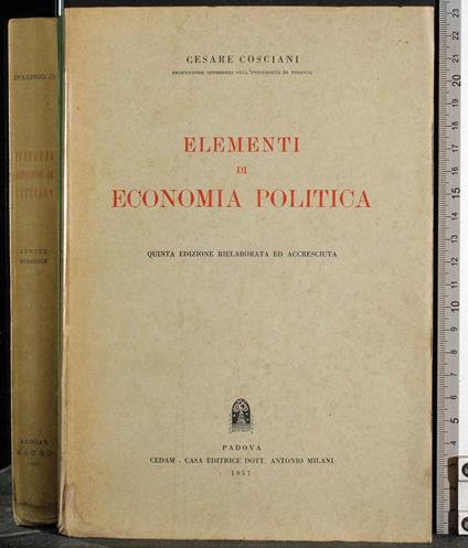 Elementi di economia politica - Cesare Cosciani - copertina