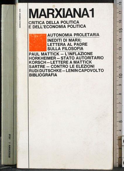 Marxiana 1. Critica della politica e dell'economia politica - Bruno Modugno - copertina