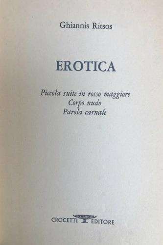 Erotica. Piccola suite in rosso maggior - Ghiannis Ritsos - copertina