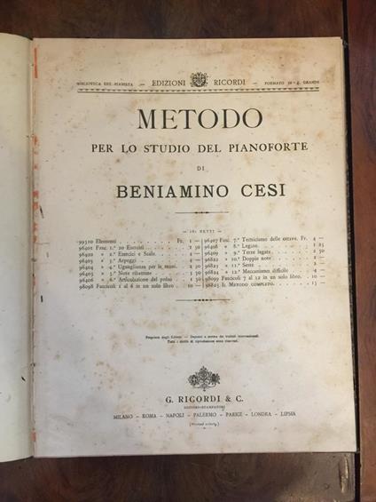 Metodo per lo studio del pianoforte di Beniamino Cesi - Beniamino Cesi - copertina