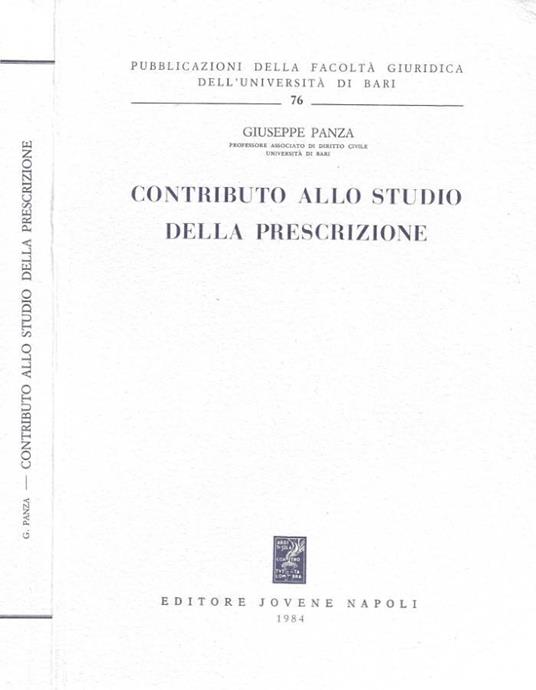 Contributo allo studio della prescrizione - Giuseppe Panza - copertina