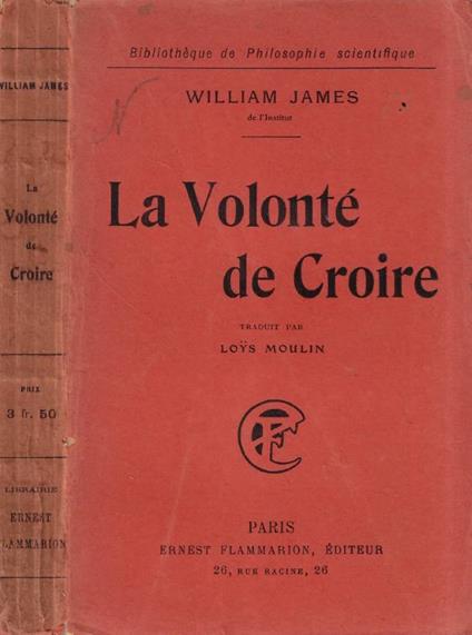 La volonte de Croire - William James - copertina