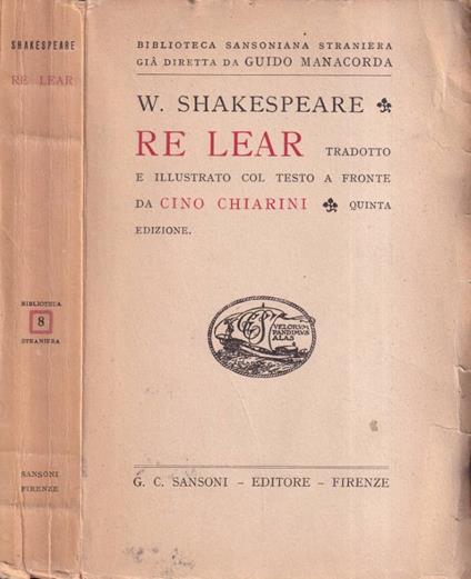 Re Lear - William Shakespeare - copertina