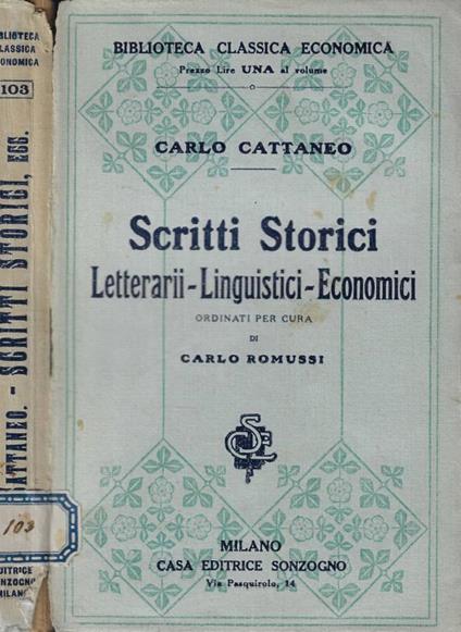 Scritti storici - Carlo Cattaneo - copertina