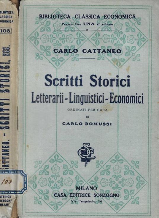 Scritti storici - Carlo Cattaneo - copertina