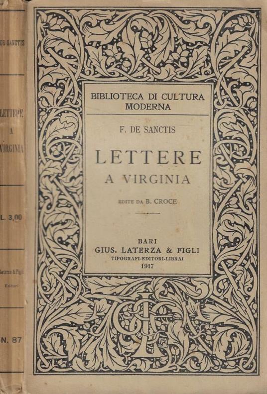 Lettere a Virginia - Francesco De Sanctis - copertina