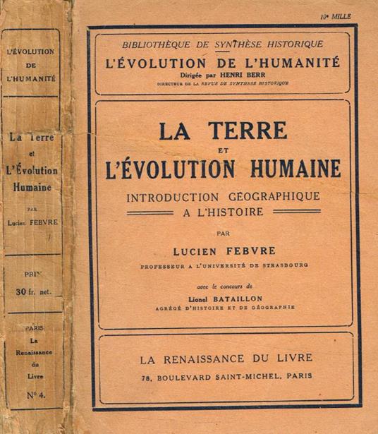 La terre et l'évolution humaine - Lucien Febvre - copertina