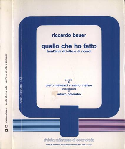 Quello che ho fatto - Riccardo Bauer - copertina