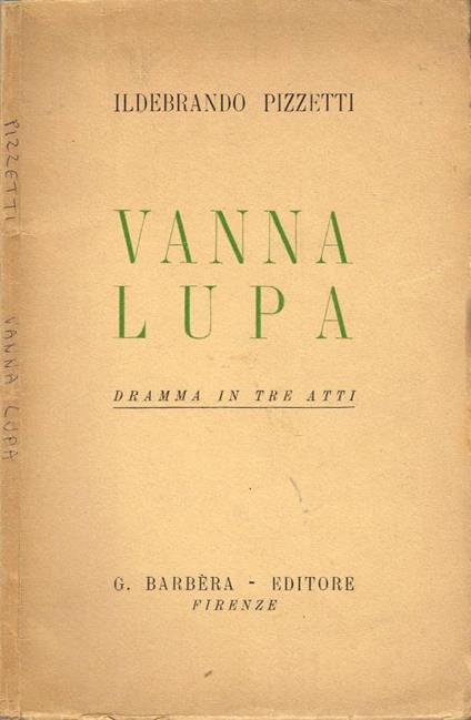 Vanna Lupa - Ildebrando Pizzetti - copertina