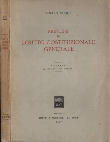 Principii di diritto costituzionale generale - Santi Romano - copertina