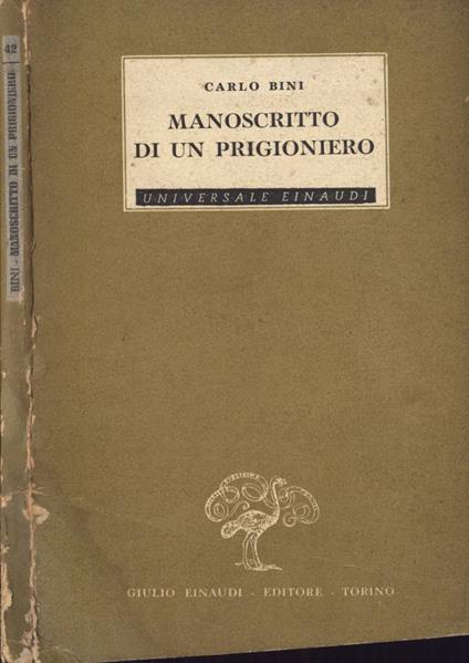 Manoscritto di un prigioniero - Carlo Bini - copertina