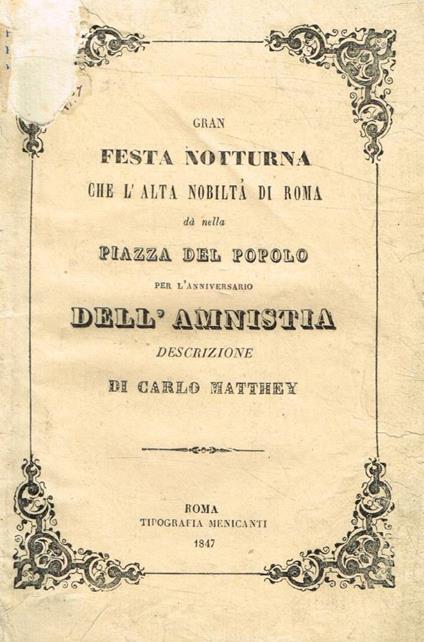 Gran festa notturna che l'alta nobiltà di Roma dà nella Piazza del Popolo per l'anniversario dell'amnistia - copertina