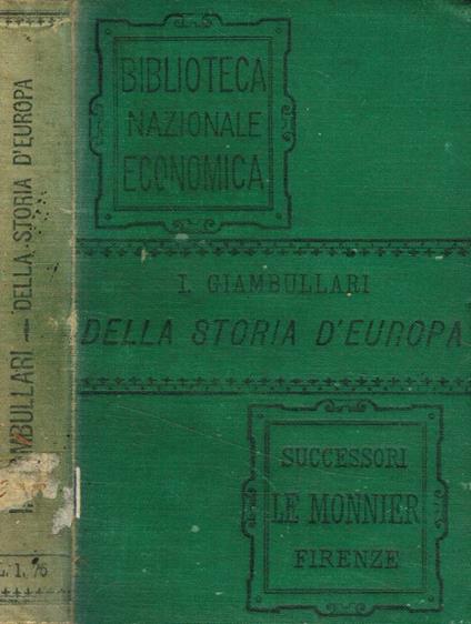 Della storia d'Europa - Pier Francesco Giambullari - copertina