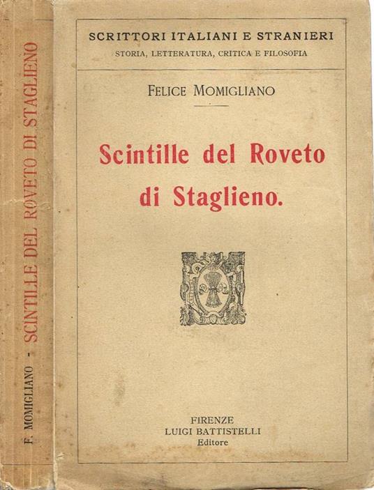 Scintille del Roveto di Staglieno - Felice Momigliano - copertina