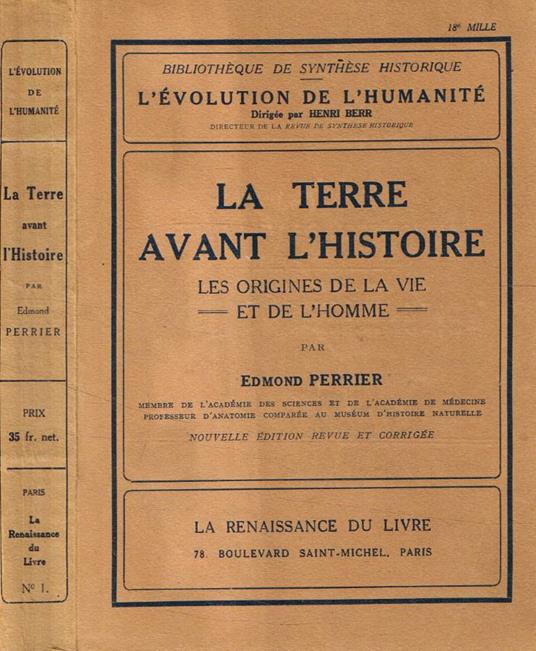 La terre avant l'histoire - Edmond Perrier - copertina