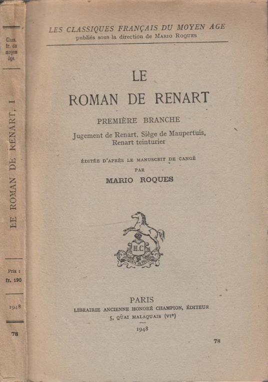 Le roman de Renart premiere branche - copertina