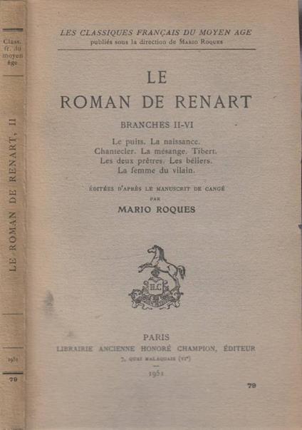 Le roman de Renart capitoli II-VI - copertina