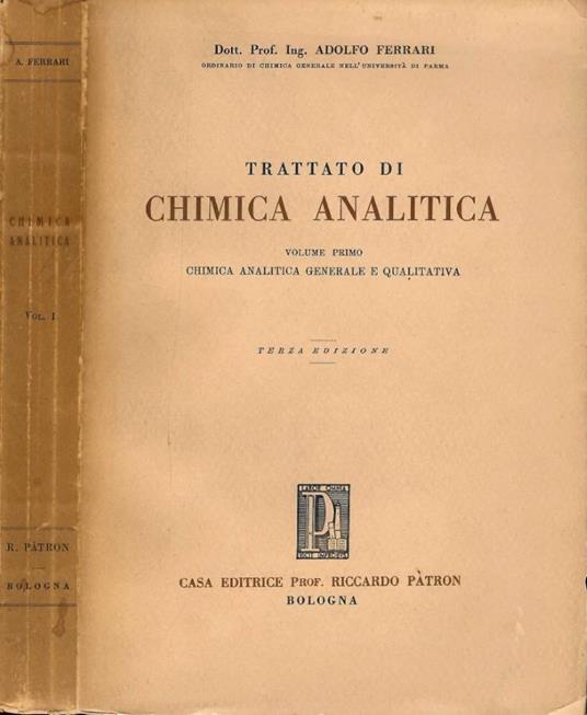 Trattato di chimica analitica - Adolfo Ferrari - copertina