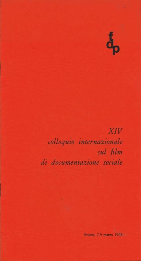 XIV Colloquio Internazionale sul film di documentazione sociale - Il Film di documentazione nel campo della psicopatologia e dell'assistenza psichiatrica - copertina