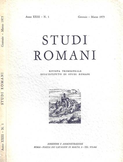 Studi Romani. N. 1, Gennaio-Marzo 1975 - copertina