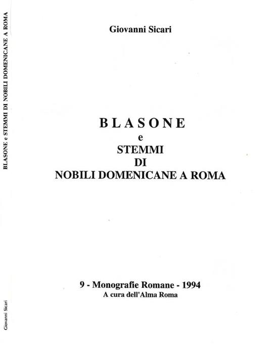 Blasone e stemmi di nobili domenicane a Roma - copertina