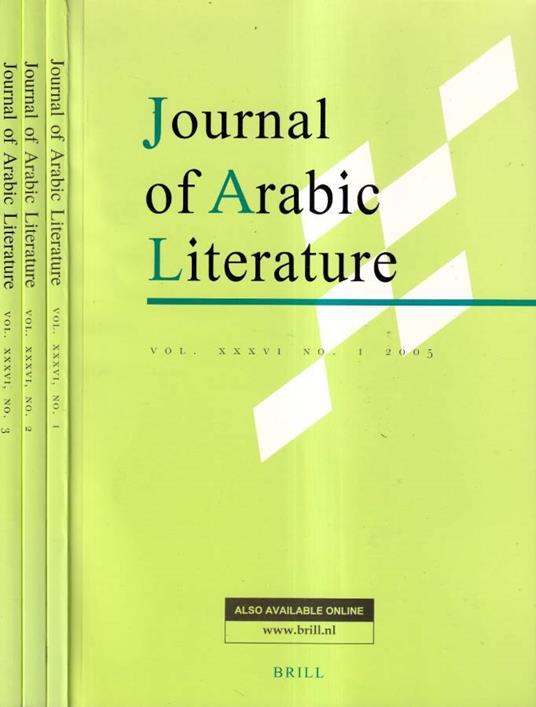 Journal of arabic literature, volume XXXVI, numero 1, 2, 3, 2005 - copertina