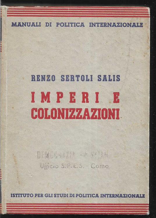 Imperi e colonizzazioni - Renzo Sertoli Salis - copertina