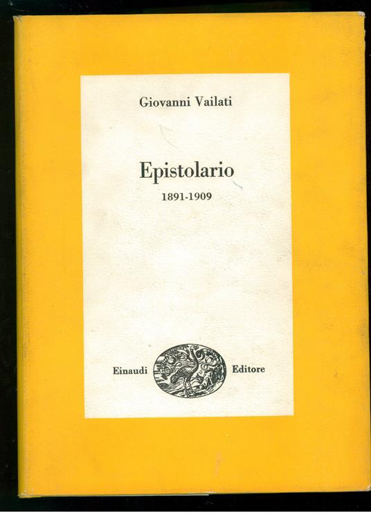 Epistolario 1891-1909 - Giovanni Vailati - copertina