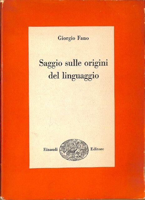 Saggio Sulle Origini Del Linguaggio - Giorgio Fano - copertina