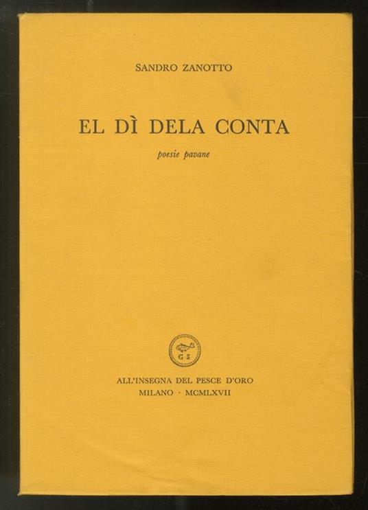 El Dì Dela Conta Poesie Pavane - Sandro Zanotto - copertina